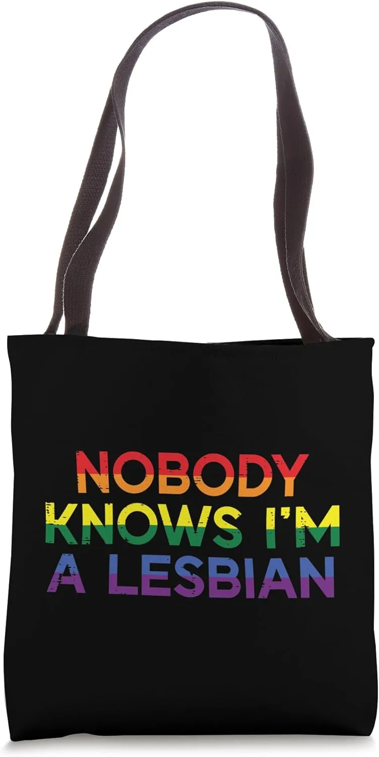 Nobody Knows Im Lesbian Gay Rainbow Pride Flag LGBTQ Women Tote Bag