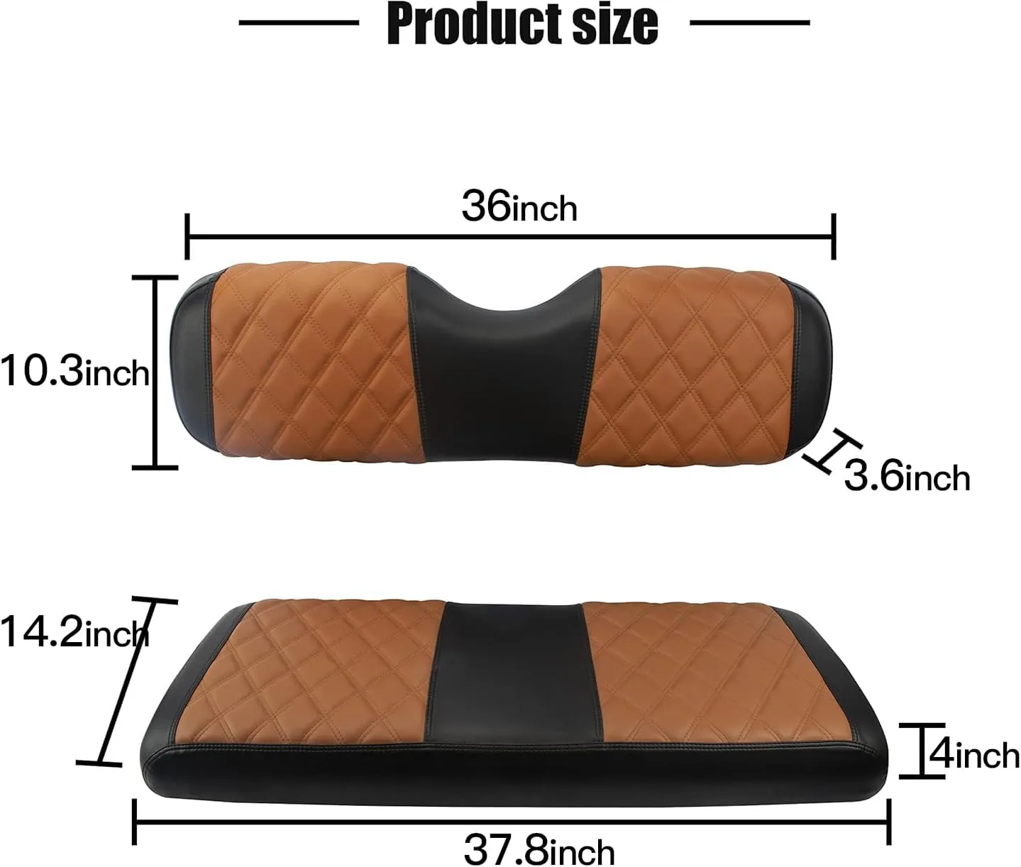 NOKINS Golf Cart Diamond Vinyl Leather Seat Covers, Fit Club Car Precedent DS EZGO RXV TXT Yamaha Drive Aftermarket Regular Rear Seat Cushion, No Stapler, Multiple Colors and Breathable