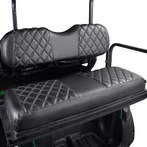 NOKINS Golf Cart RS Diamond Seat Cover for Regular Seat Cushion Aftermarket Back Seat Kit, No Staples Required,Golf Cart Vinyl Replacement Seat Cover Black Stitching
