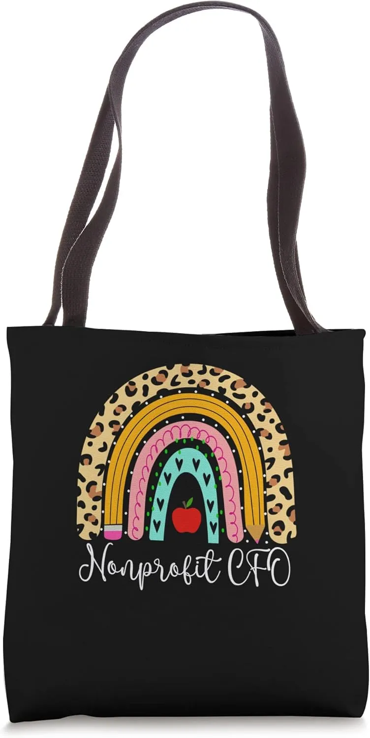 Nonprofit CFO Leopard Rainbow Finance Back Work Tote Bag