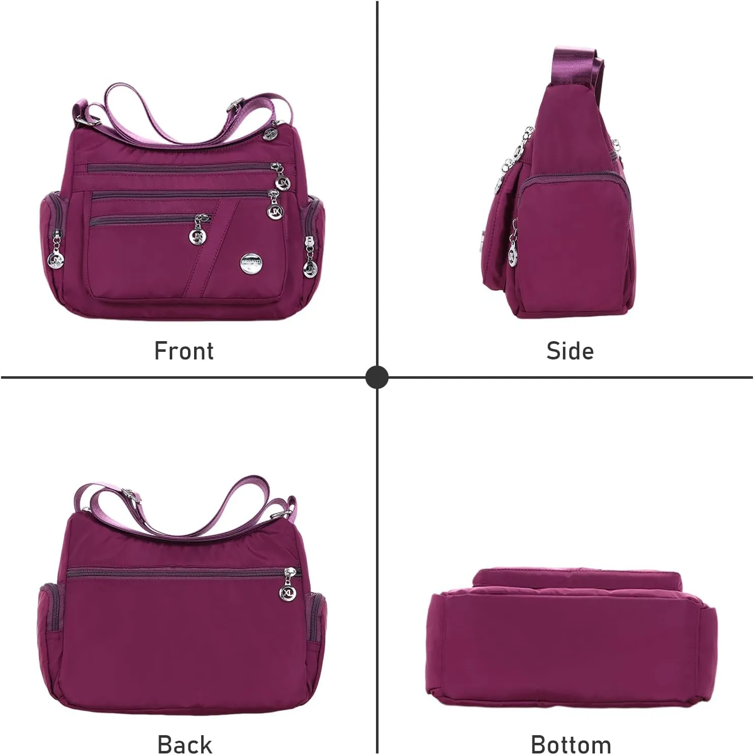 Nylon Crossbody Bags for Women Waterproof Shoulder Bag Ladies Multi Pocket Tote Handbag Travel Messenger Bag