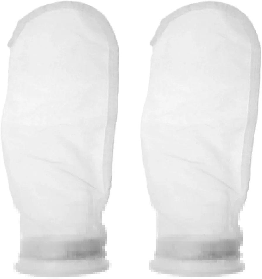 Nylon Mesh Filter Socks 4 Inch Ring 50/100 / 200/300 Micron - by 15 Inch Long – Aquarium Filter Bags - 2 Pack (75 Micron - 4 x 15 Inch)