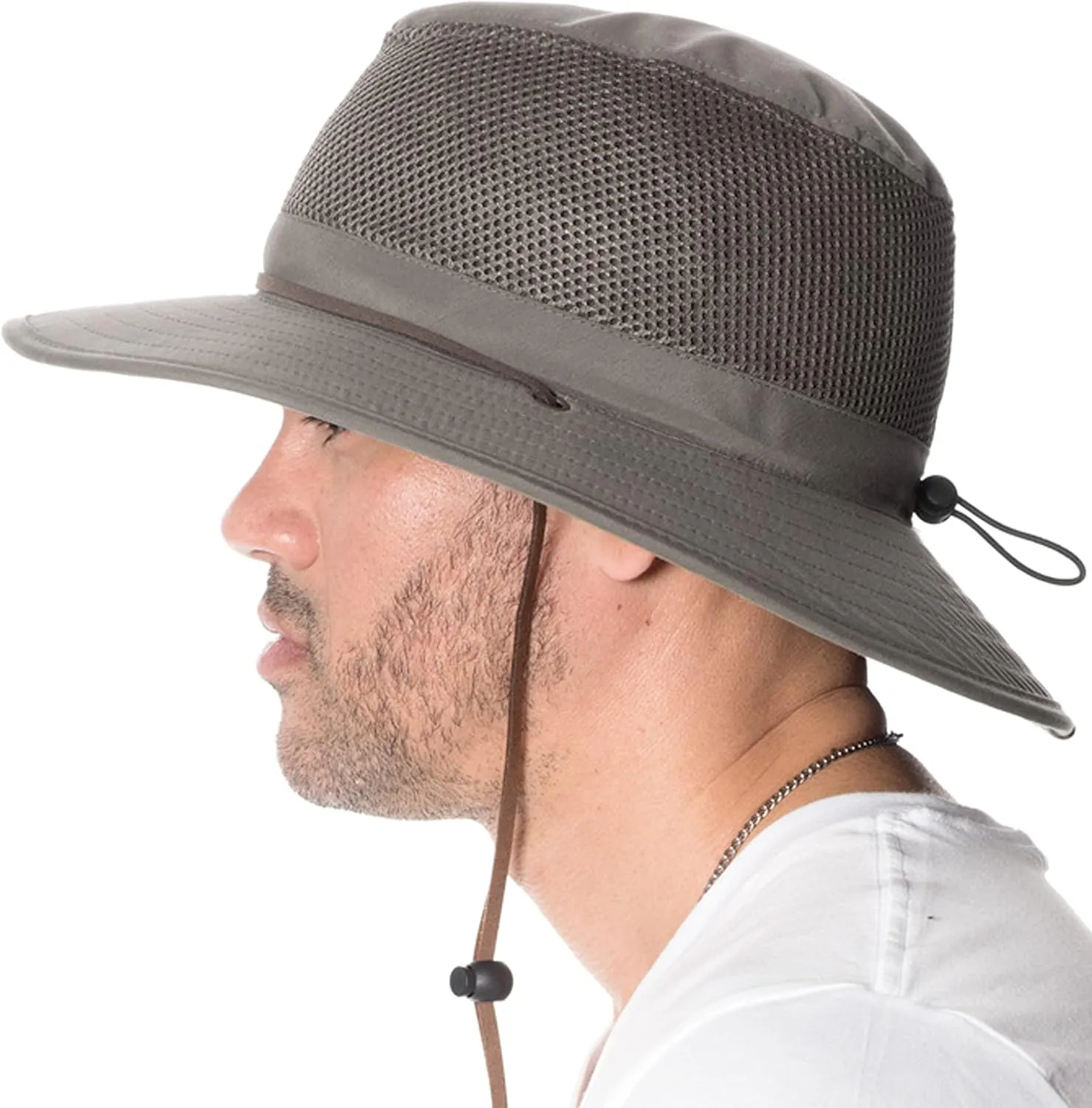 Nylon Mesh Safari Hat - Lightweight, UPF (SPF) 50  Sun Protection, 2 1/2" Big Brim, Chin Strap