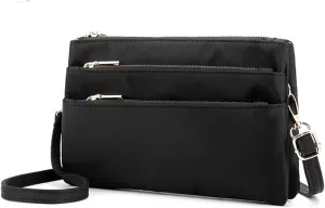 Nylon Small Cross Body Bags for Women Multi Pockets Phone Shoulder Bag Travel Mini Handbag Ladies Cross Body Bag (Black)