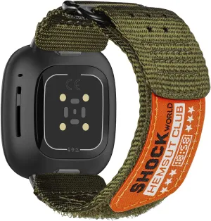 Nylon Watch Band Compatible with Fitbit Versa 3 / Versa 4 / Fitbit Sense/Sense 2 for Men, Rugged Nylon Sports Adjustable Strap Military Tactical Style Replacement Wristband