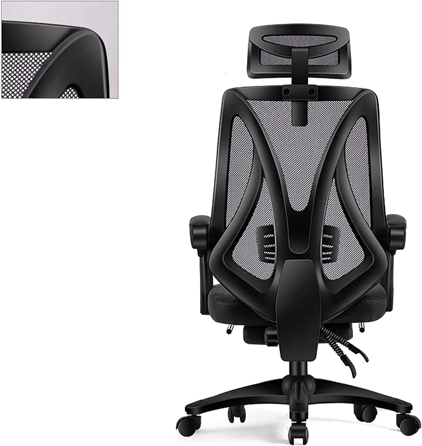 Office Chairs, Office Chair Ergonomic Desk Chair Mesh High Back Swivel Computer Chair Headrest Tilt Recline Backrest Retractable Footrest-Blue B 64x32x60cm(White B)