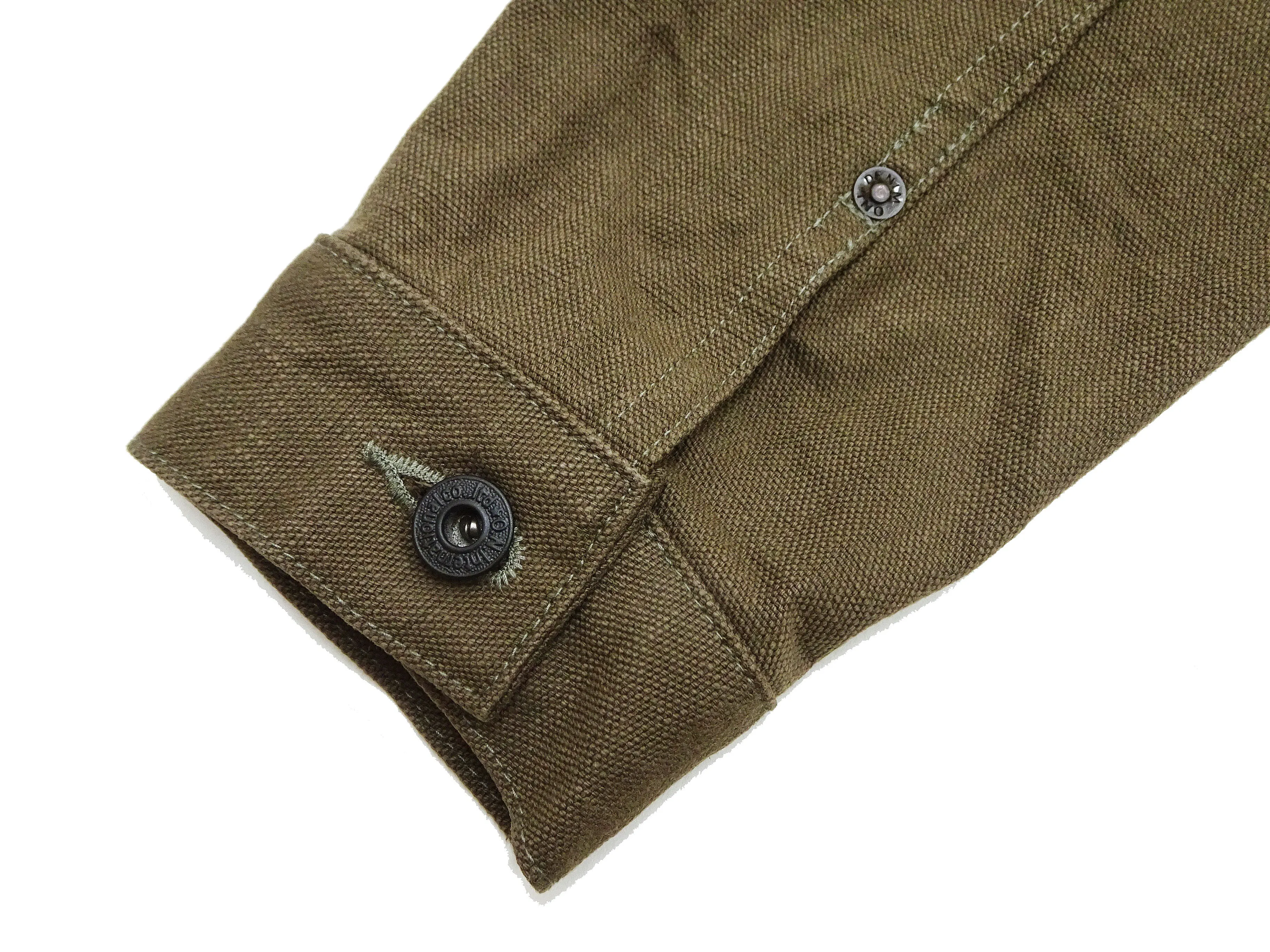 Oni Denim Chore Coat ONI-03100-HOX Men's Casual Modern-Fit Sulfur-Dyed Cotton Slub Oxford Weave Work Jacket Olive-Green One-Wash