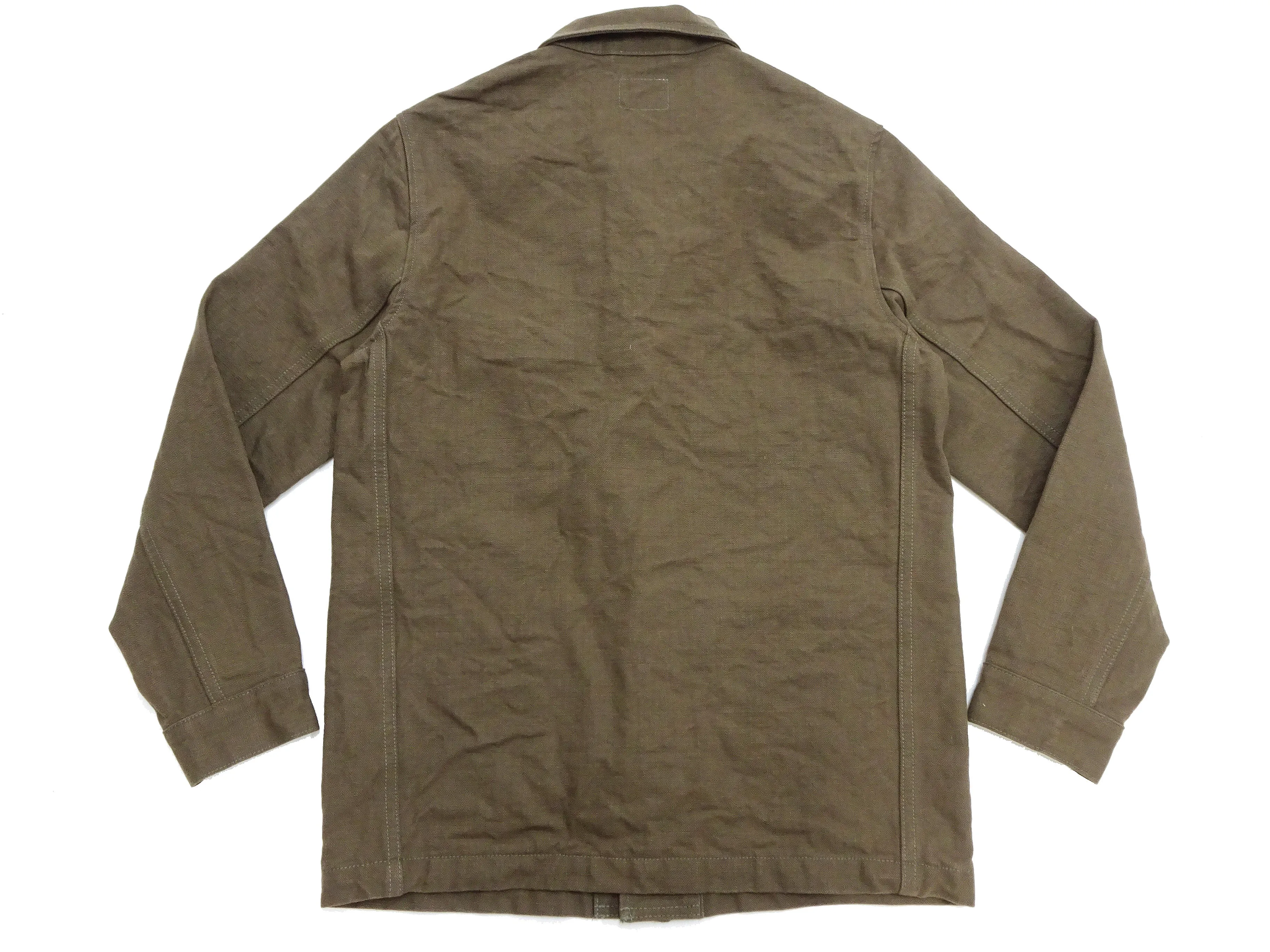 Oni Denim Chore Coat ONI-03100-HOX Men's Casual Modern-Fit Sulfur-Dyed Cotton Slub Oxford Weave Work Jacket Olive-Green One-Wash
