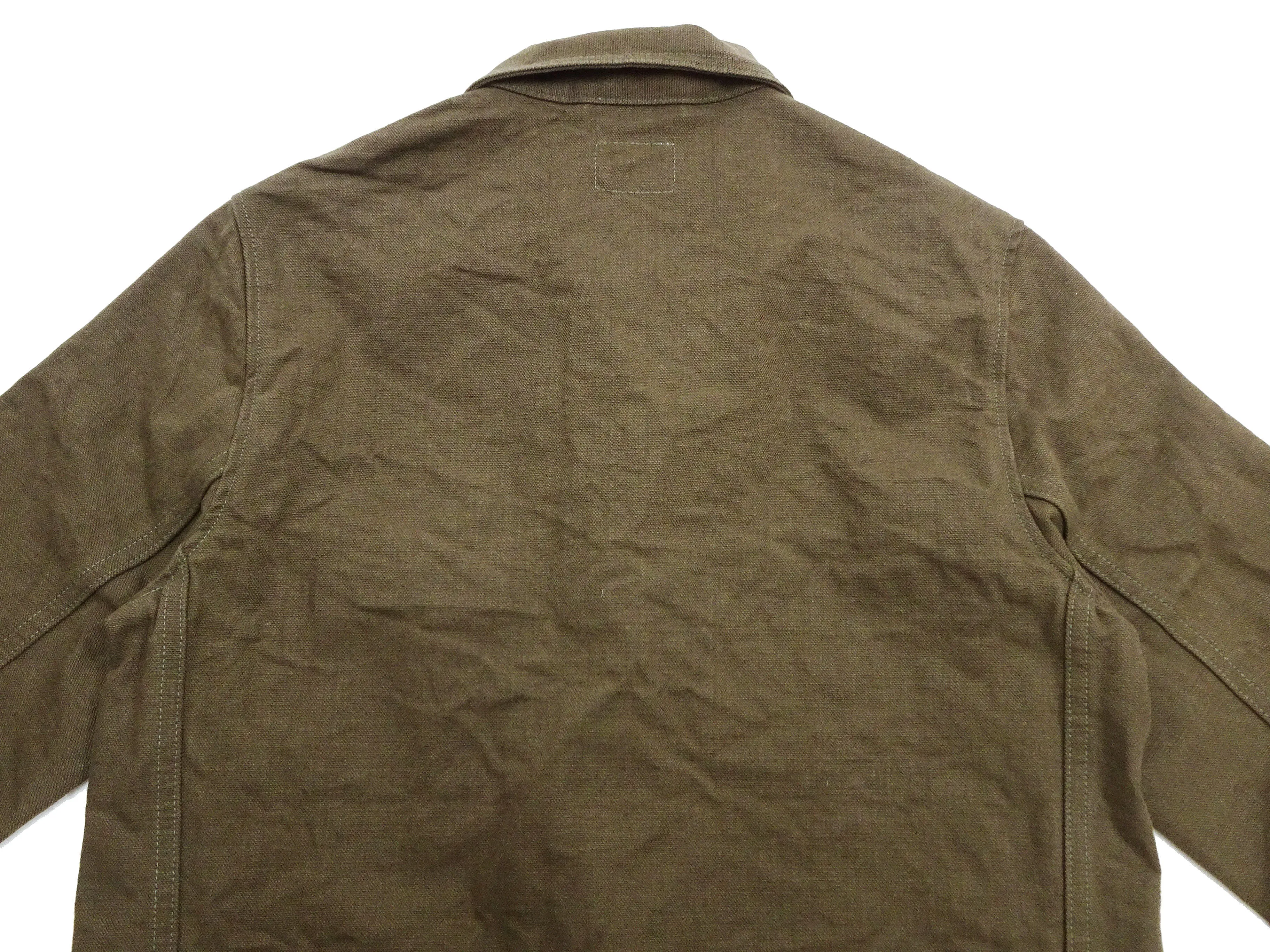 Oni Denim Chore Coat ONI-03100-HOX Men's Casual Modern-Fit Sulfur-Dyed Cotton Slub Oxford Weave Work Jacket Olive-Green One-Wash