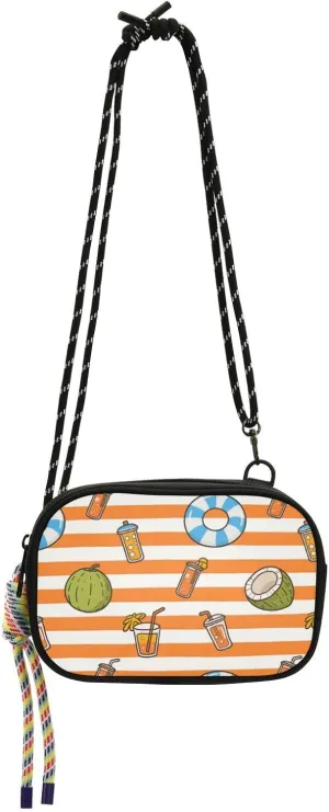 Orange White Stripes Summer Juice Sling Purse Crossbody for Men Beauty with Adjustable Strap Messenger Bag Crossbody Go shopping bolso impermeable para mujer