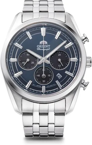 Orient Stretto Solar Chronograph 43mm Navy Blue Dial Steel Strap Men’s Watch RA-TX0303L10B Should say- Orient Stretto Solar Chronograph 40mm Navy Blue Dial Steel Strap Men’s Watch RA-TX0303L10B, Navy