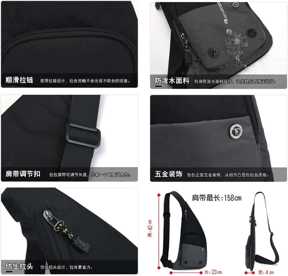 Outdoor Casual Single Shoulder Crossbody Bag Chest Bags Hit Color Waterproof Fashion Sports Men and Women Chest Bags