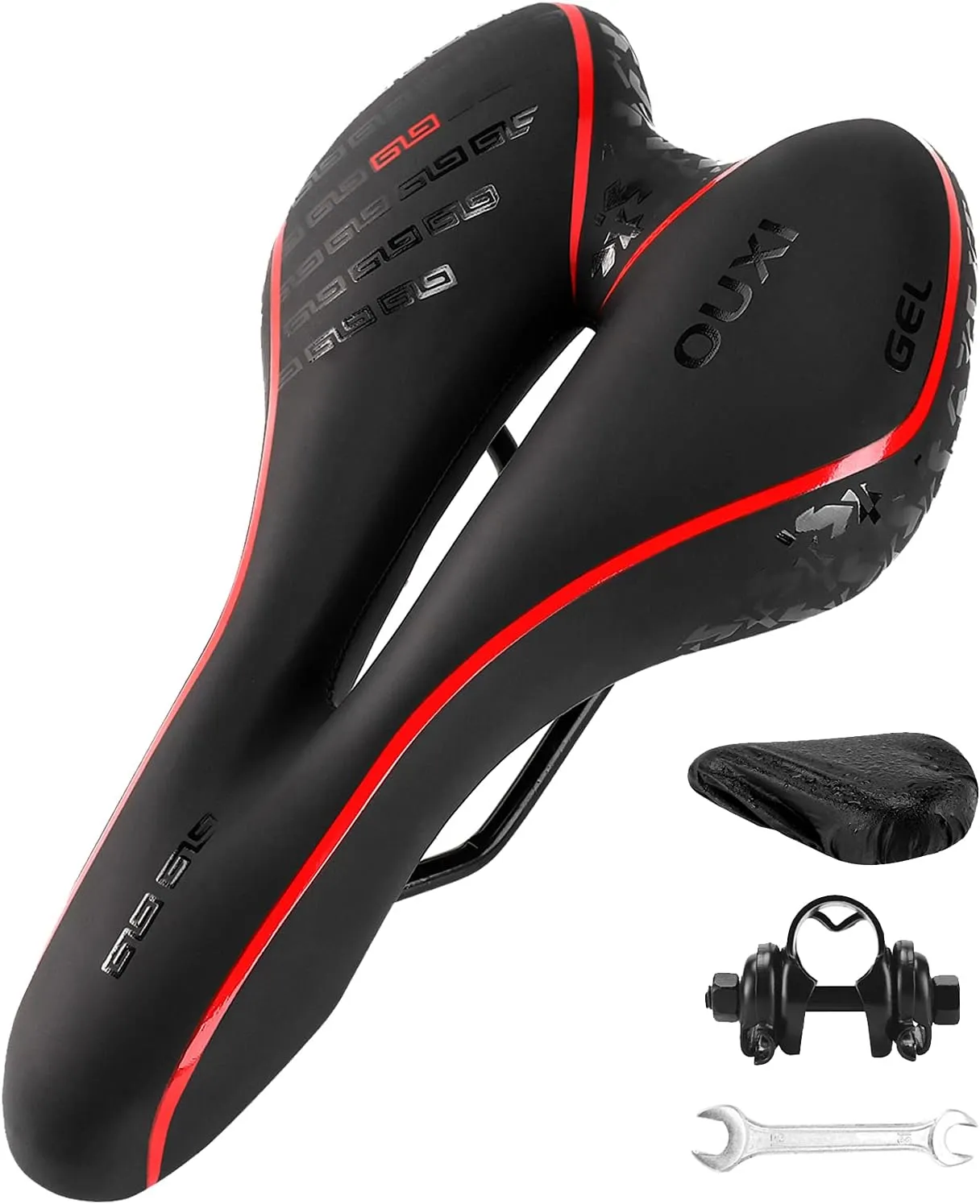 OUXI Comfort Bike Seat Comfortable Gel Bicycle Saddle Replacement Soft Padded with Shock Absorbing Waterproof for MTB Mountain Bike Road Bike Exercise Bike Men Women and Ladies