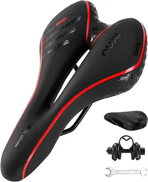 OUXI Comfort Bike Seat Comfortable Gel Bicycle Saddle Replacement Soft Padded with Shock Absorbing Waterproof for MTB Mountain Bike Road Bike Exercise Bike Men Women and Ladies
