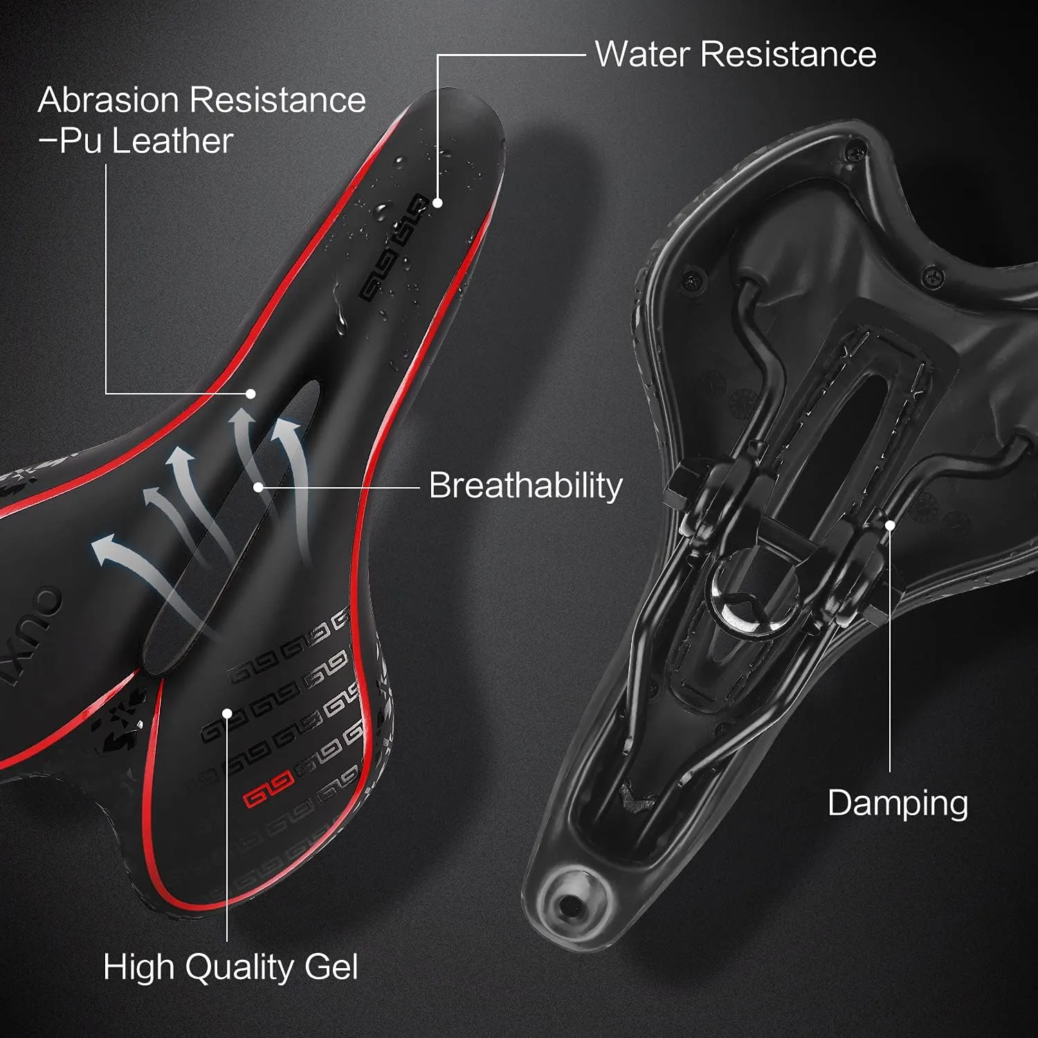 OUXI Comfort Bike Seat Comfortable Gel Bicycle Saddle Replacement Soft Padded with Shock Absorbing Waterproof for MTB Mountain Bike Road Bike Exercise Bike Men Women and Ladies