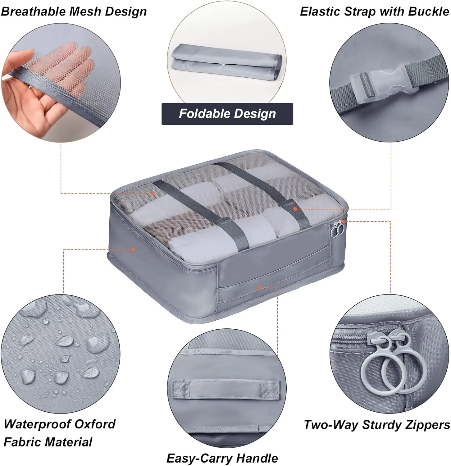 Packing Cubes 7 Set Travel Cubes for Suitcases Lightweight Luggage Packing Orginzers