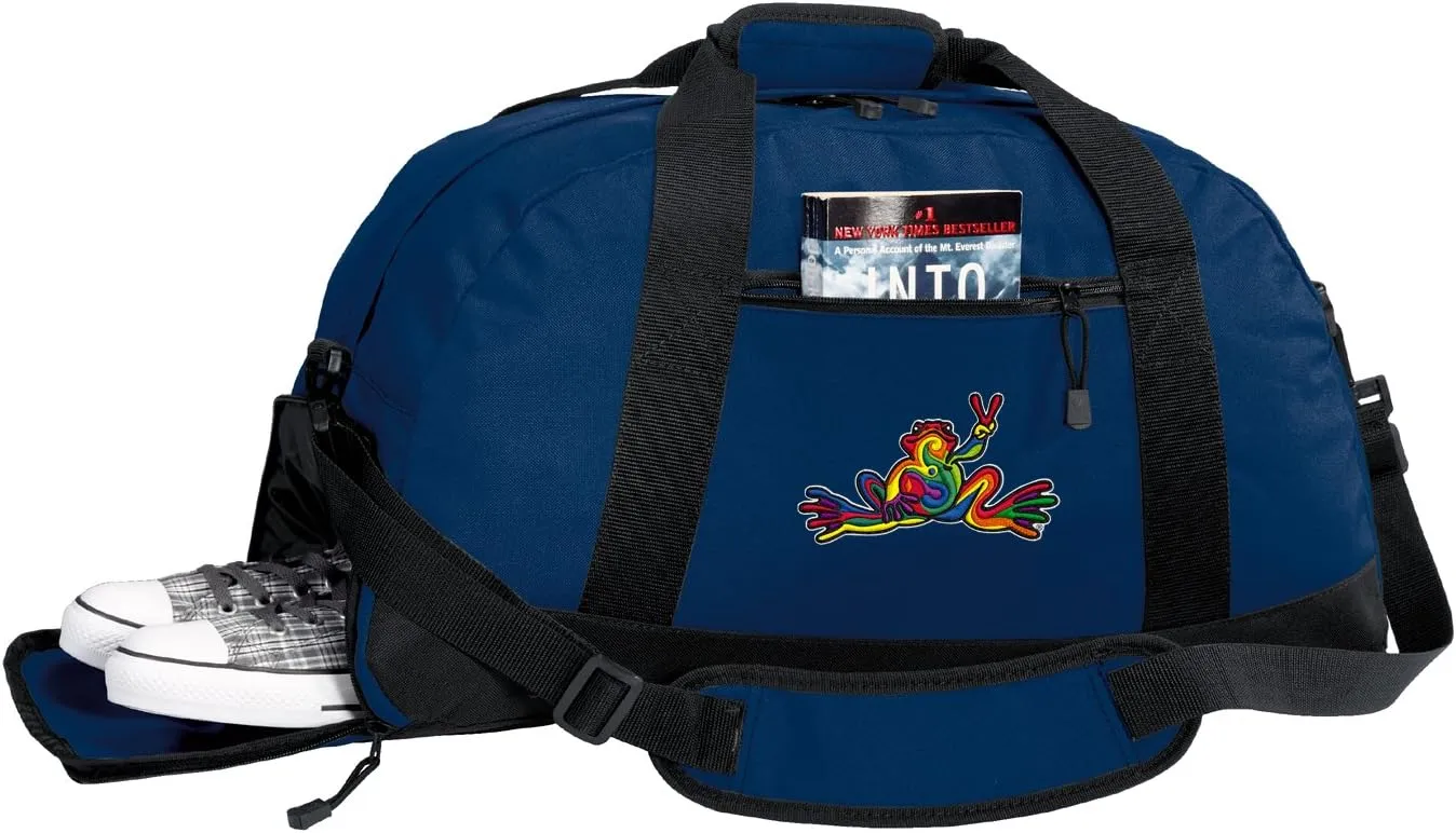 Peace Frog Duffel Bag - Peace Frogs Gym Bags w/SHOE POCKETS