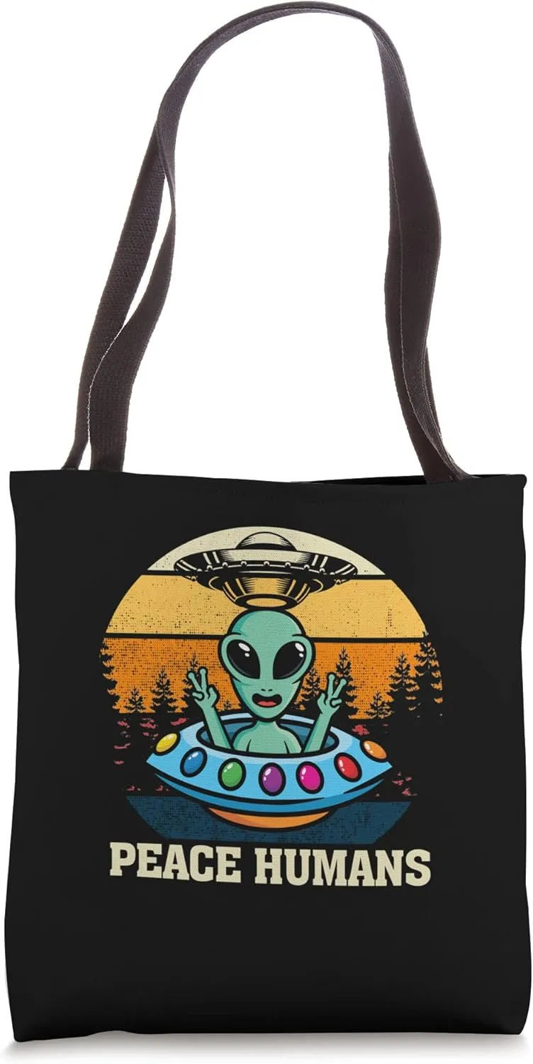 Peace Human Let's Be Friend Extraterrestrial Alien Tote Bag