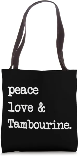 Peace Love & Tambourine | Percussion Instrument Tote Bag