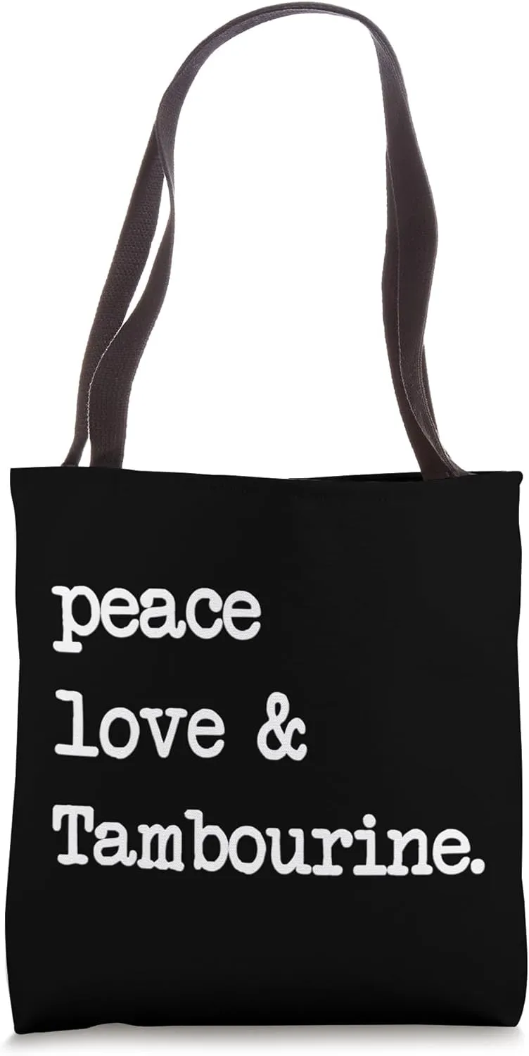 Peace Love & Tambourine | Percussion Instrument Tote Bag