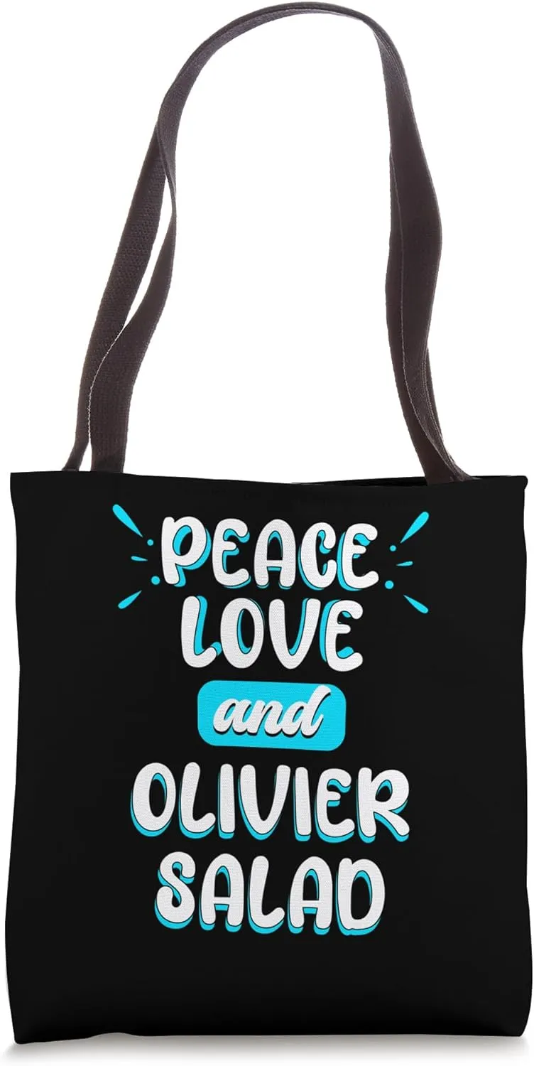 Peace Love and Olivier Salad Peace Sign Potato Salad Tote Bag