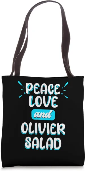 Peace Love and Olivier Salad Peace Sign Potato Salad Tote Bag