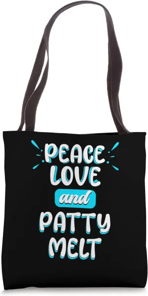 Peace Love and Patty Melt Peace Sign Sandwich American Food Tote Bag