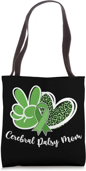Peace Love Cerebral Palsy Mom Cerebral Palsy Warrior Mother Tote Bag