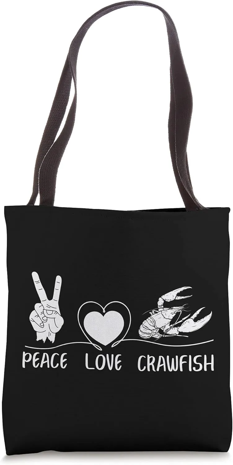 Peace Love Crawfish Crayfish Cajun Seafood Funny Tote Bag