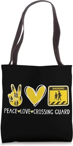 Peace Love Crossing Guard Crosswalk Attendant Tote Bag