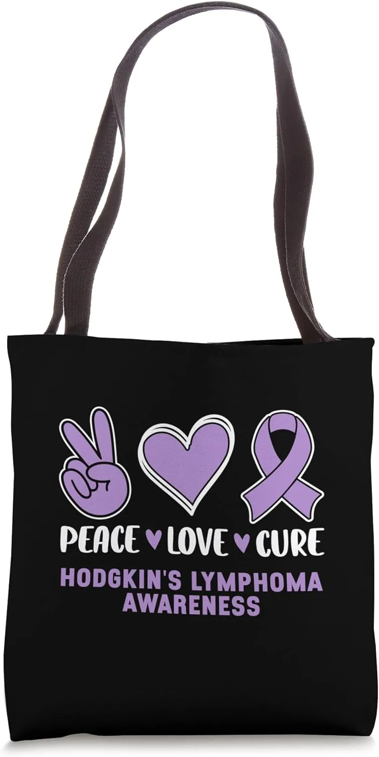 Peace Love Cure Hodgkin's Lymphoma Awareness Tote Bag