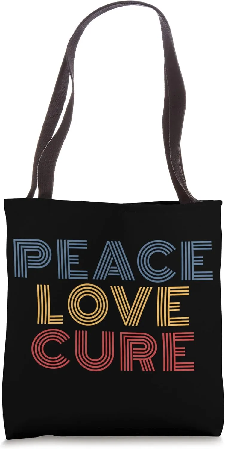 Peace Love Cure retro 70s vintage Tote Bag
