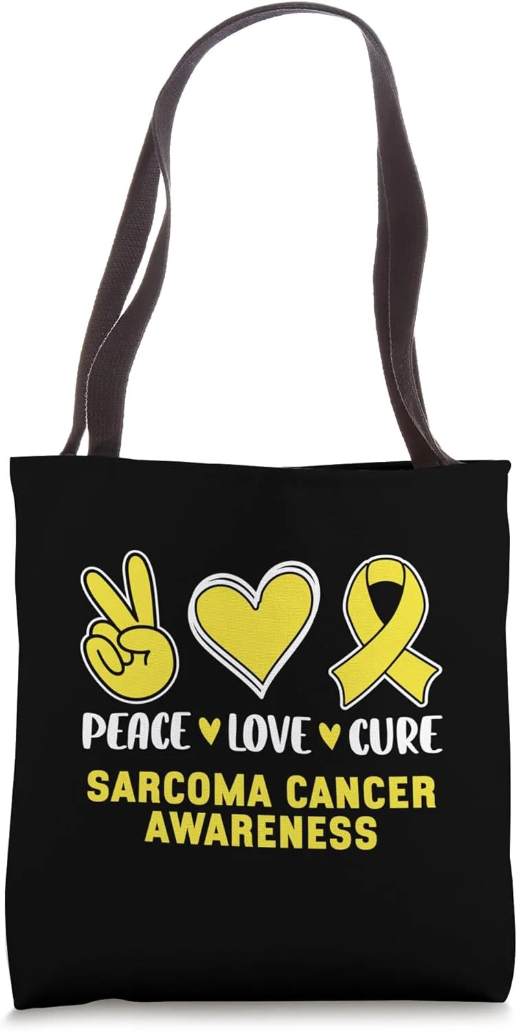 Peace Love Cure Sarcoma Cancer Awareness Tote Bag