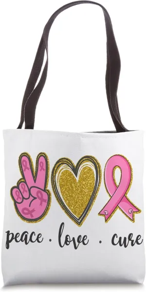 Peace Love Cure Theme Decor Tote Bag
