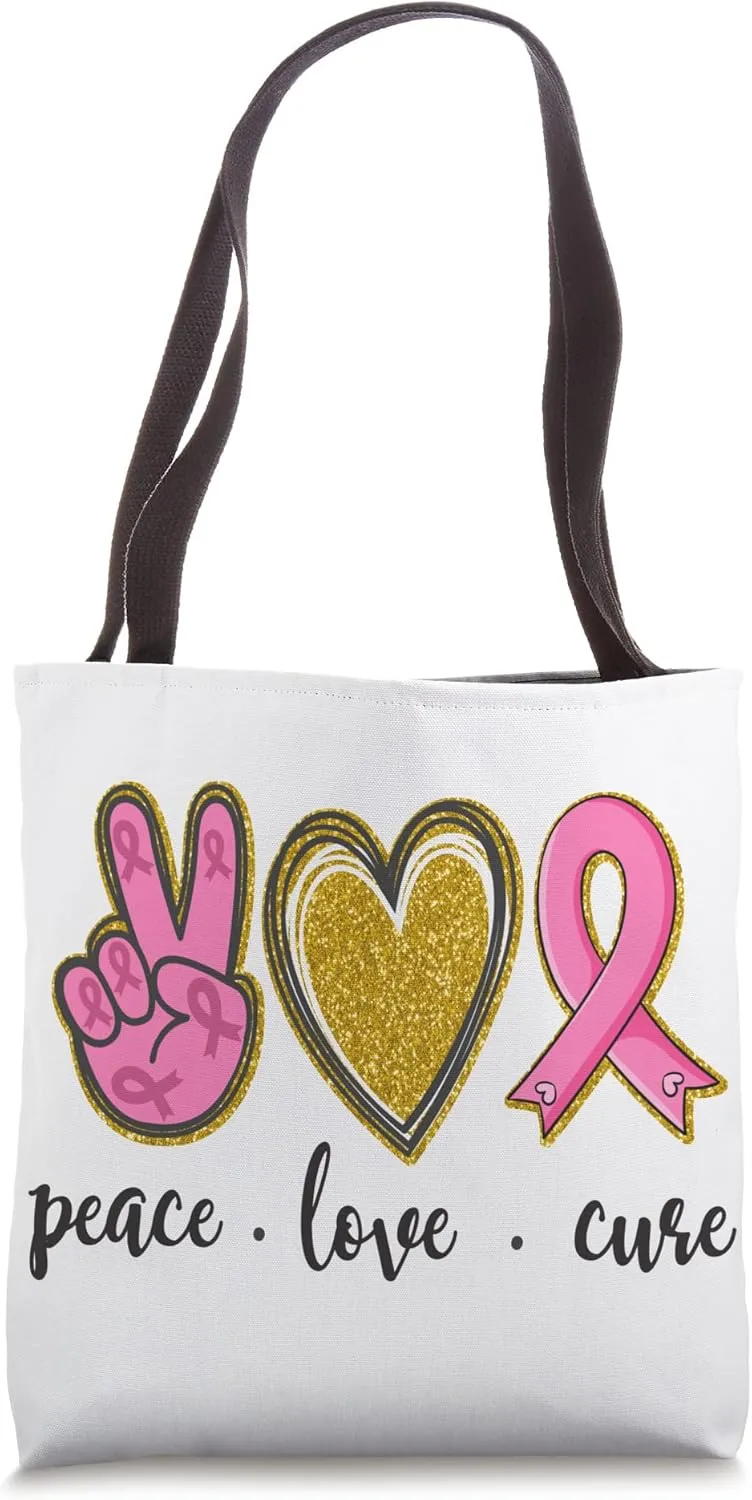 Peace Love Cure Theme Decor Tote Bag