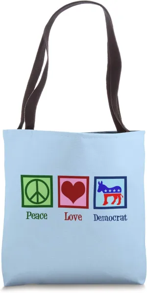 Peace Love Democrat Donkey Cute Democratic Party Tote Bag