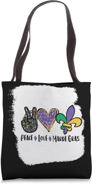 Peace love mardi gras Fleur De Lys Tote Bag