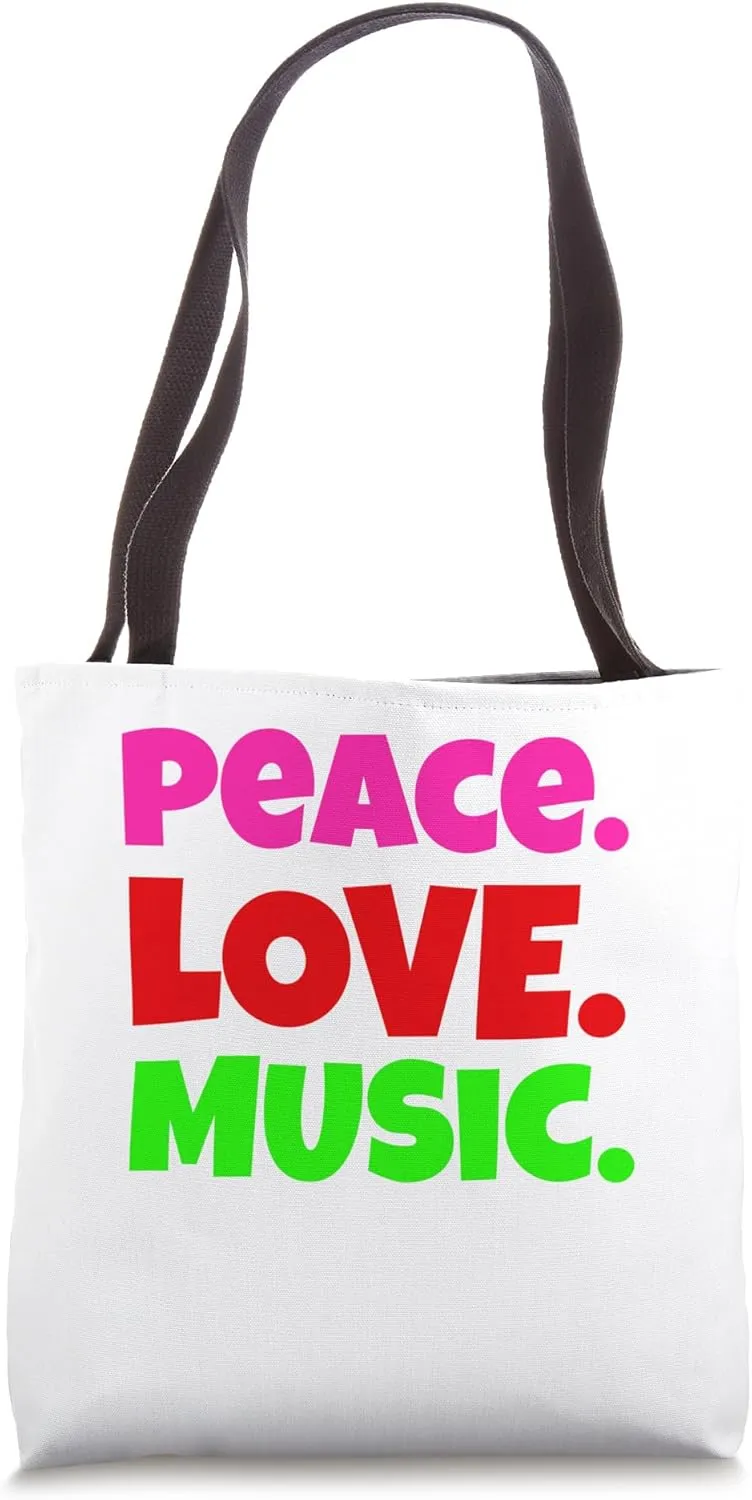 Peace Love Music Conversational Gifts,Musician Gift Ideas Tote Bag