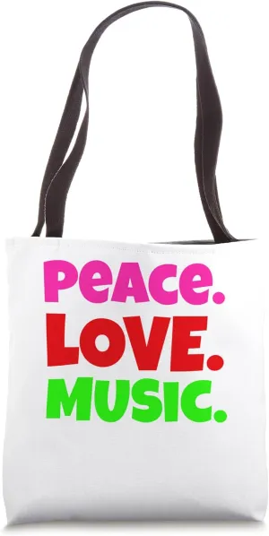 Peace Love Music Conversational Gifts,Musician Gift Ideas Tote Bag