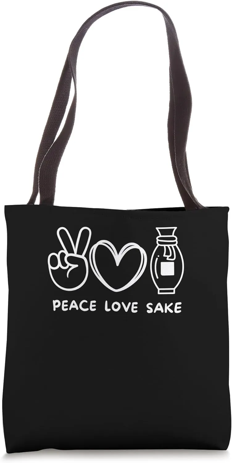 Peace, Love Sake Retro Sake Lover Food Lover Tote Bag