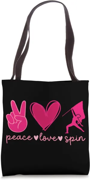 Peace Love Spin Color Guard Member Color Guard Team Tote Bag