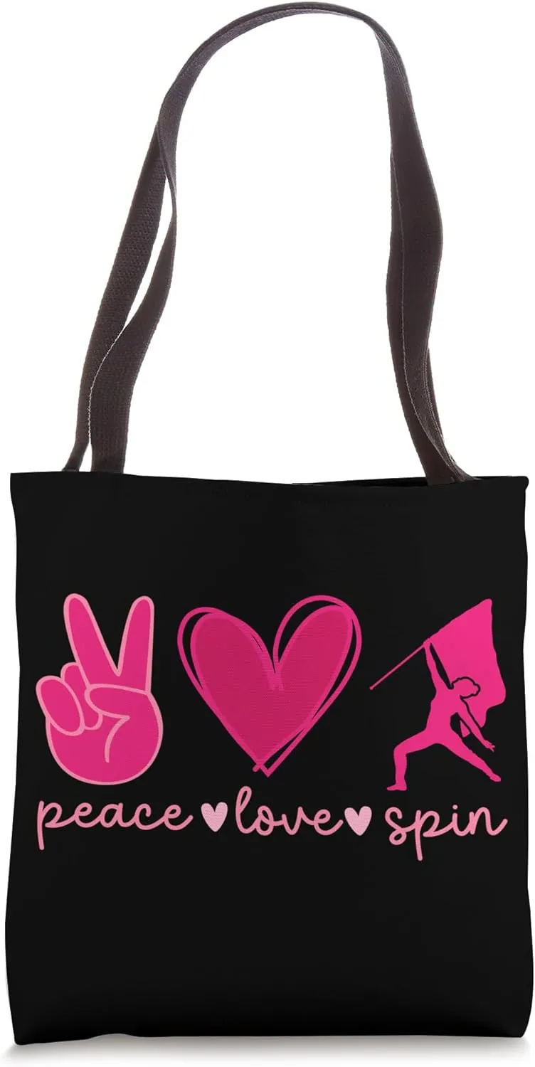 Peace Love Spin Color Guard Member Color Guard Team Tote Bag