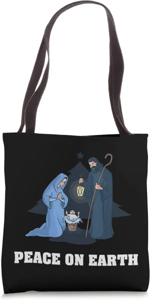 Peace On Earth - Christmas Advent Nativity Scene North Star Tote Bag