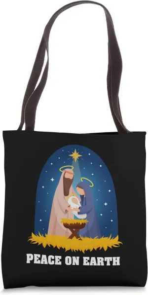 Peace On Earth - Christmas Advent Nativity Scene North Star Tote Bag