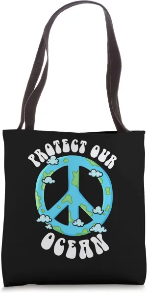 Peace Sign Environmentalist Protect Our Ocean Tote Bag