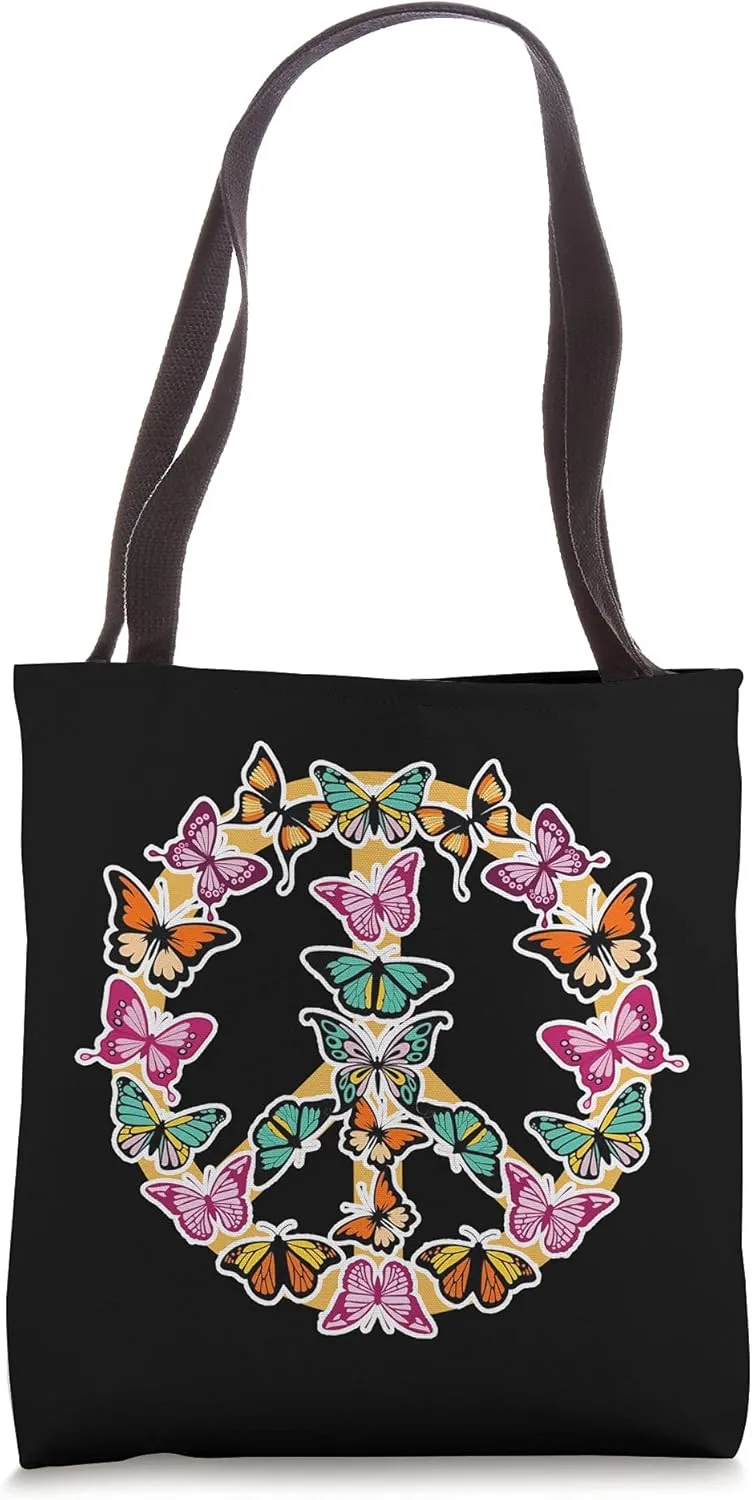 Peace Sign Unity Garden Plants Gardening Nature Butterflies Tote Bag