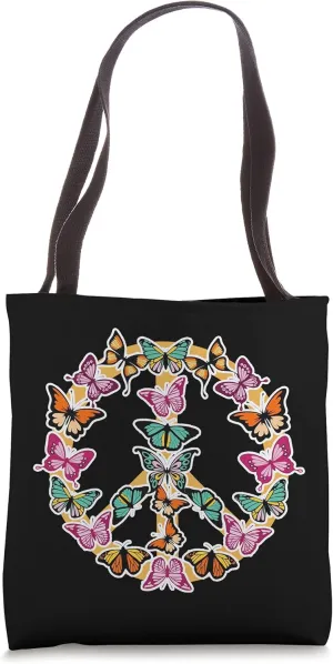 Peace Sign Unity Garden Plants Gardening Nature Butterflies Tote Bag