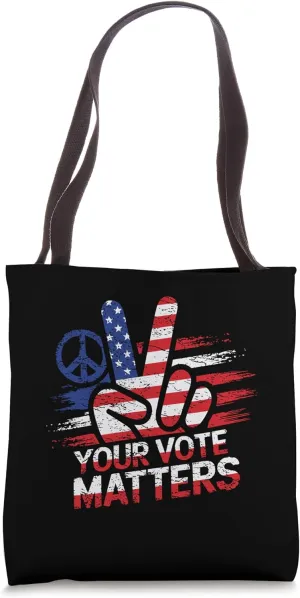 Peace Sign Voter Womens Voting Right 2028 Your Vote Matters Tote Bag