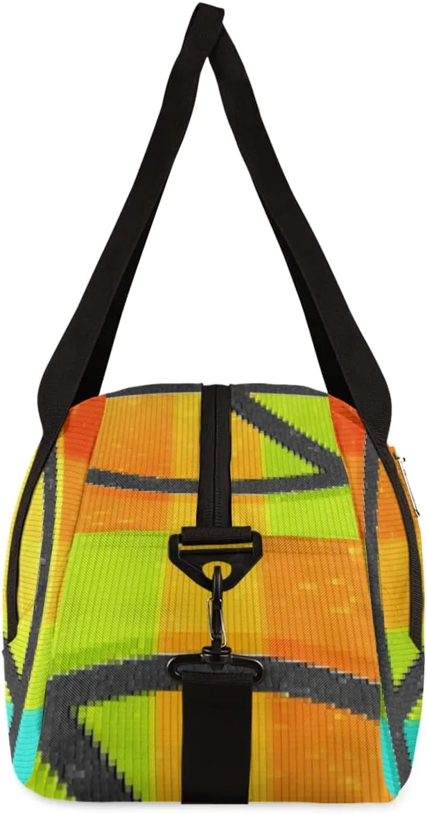 Peace Symbol Rainbow Love Kids Duffel Bag for Girls Boys Teens, Rainbow Pixel Wind Dance Bag Overnight Small Duffel Bag Carry On Weekend Sports Gym Travel Bag for School Practice Gymnastics Ballet
