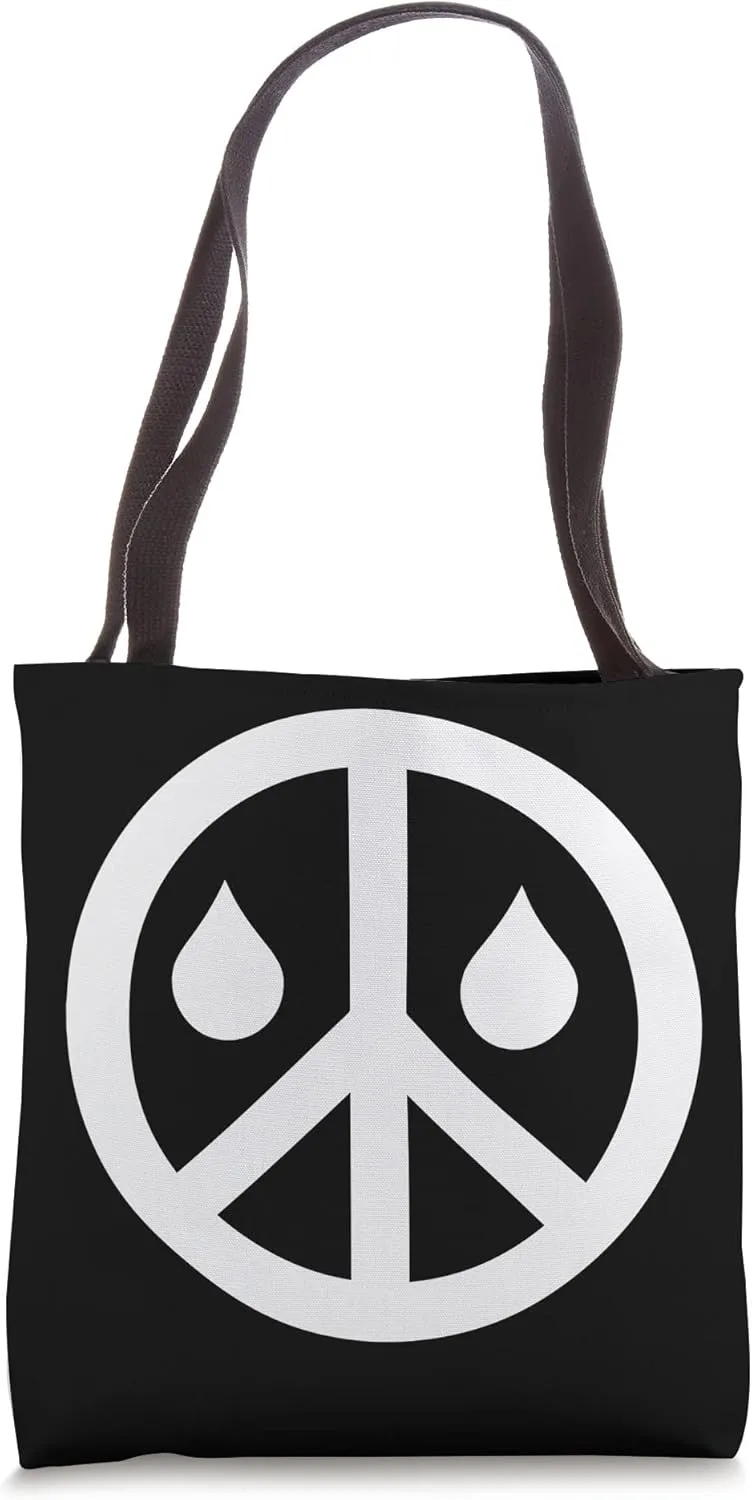 Peace With Two (2) Teardrop White Design Tote Bag